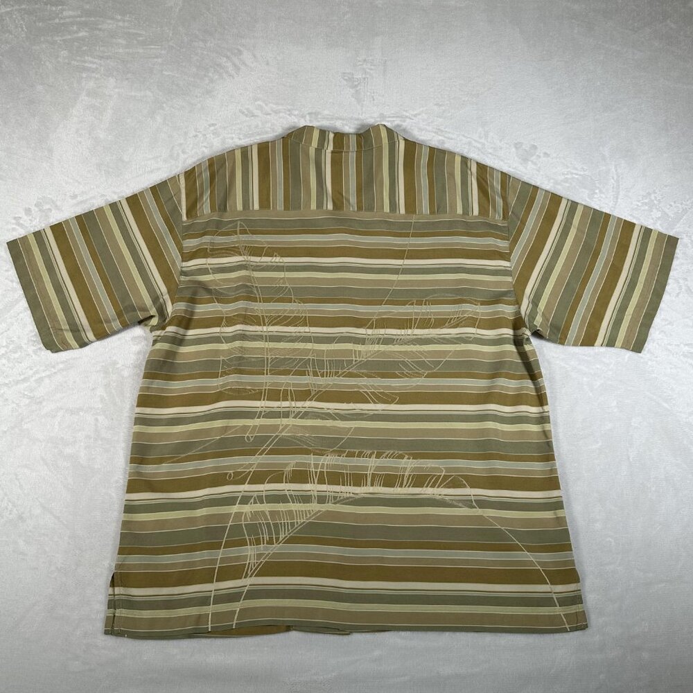 Tommy Bahama Shirt Men Size L Striped Hawaiian Tropical Short Sleeve 100% Silk - Picture 10 of 11